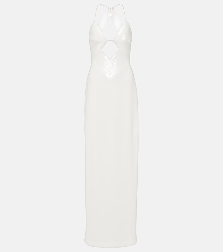 Galvan Bridal sequined halterneck gown. Galvan Bridal亮片露背礼服