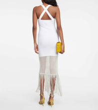 Galvan Diana fringe-trimmed knit midi dress