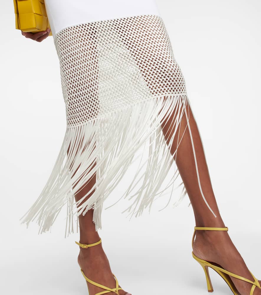 Galvan Diana fringe-trimmed knit midi dress