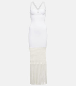 Galvan Diana fringe-trimmed knit midi dress