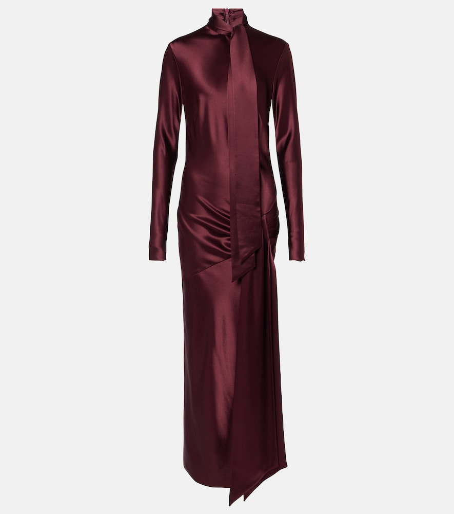 Galvan Emilie tie-neck satin maxi dress. Galvan Emilie 系带缎面长裙
