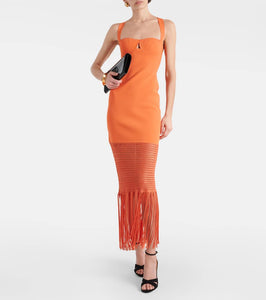 Galvan Fringed midi dress