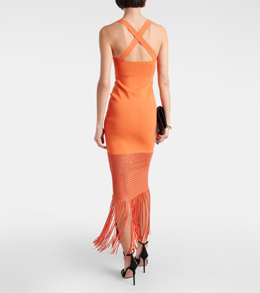 Galvan Fringed midi dress