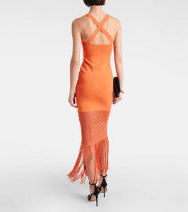 Galvan Fringed midi dress