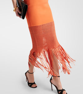 Galvan Fringed midi dress