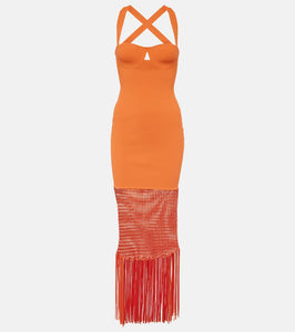 Galvan Fringed midi dress