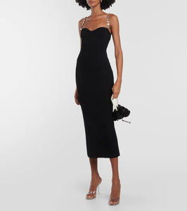 Galvan Globe Chain Wave ribbed-knit midi dress