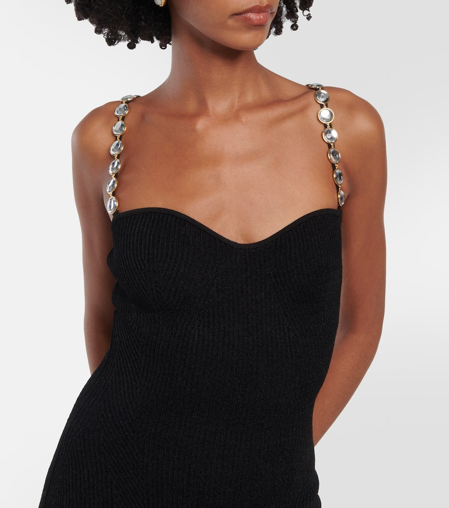 Galvan Globe Chain Wave ribbed-knit midi dress