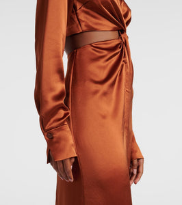 Galvan Hock gathered satin midi dress