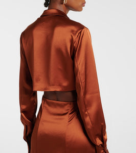 Galvan Hock gathered satin midi dress