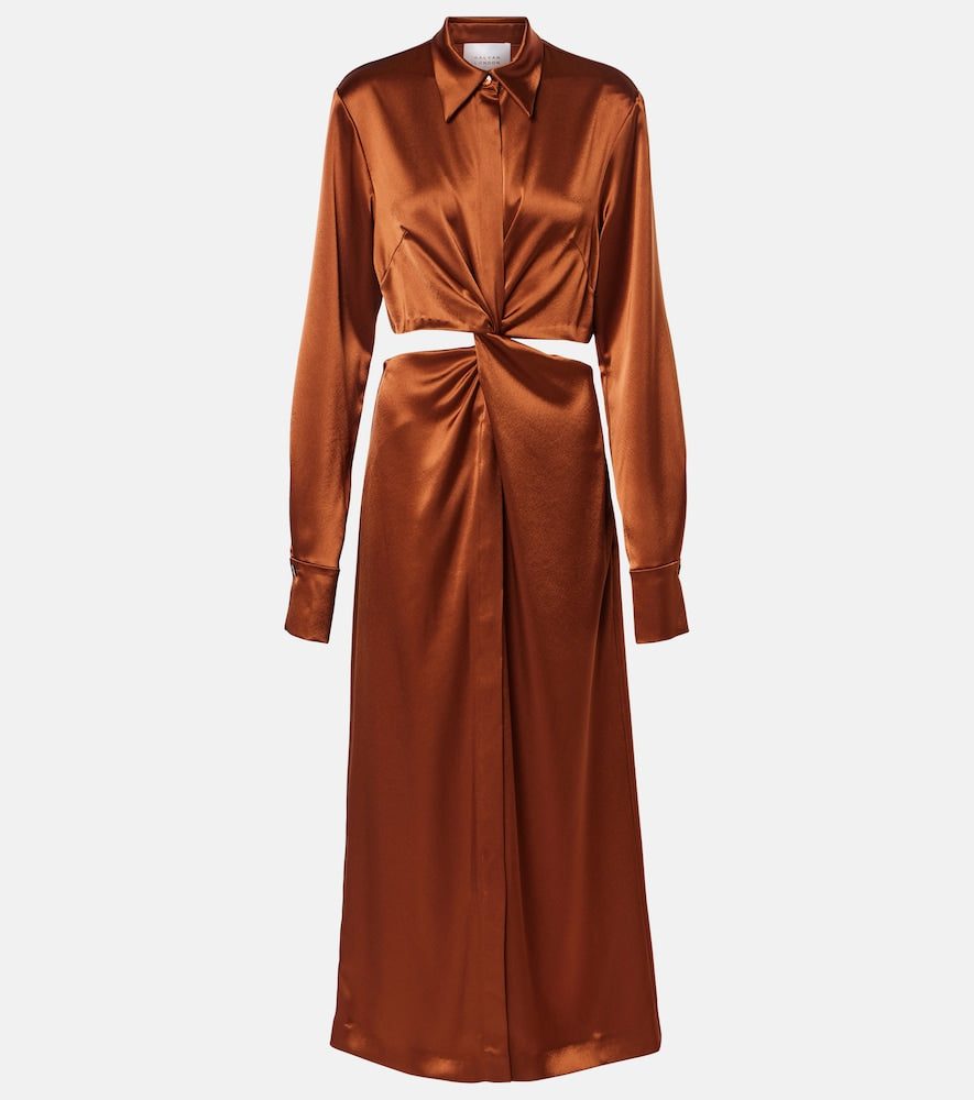 Galvan Hock gathered satin midi dress. Galvan Hock 褶皱缎面中长连衣裙