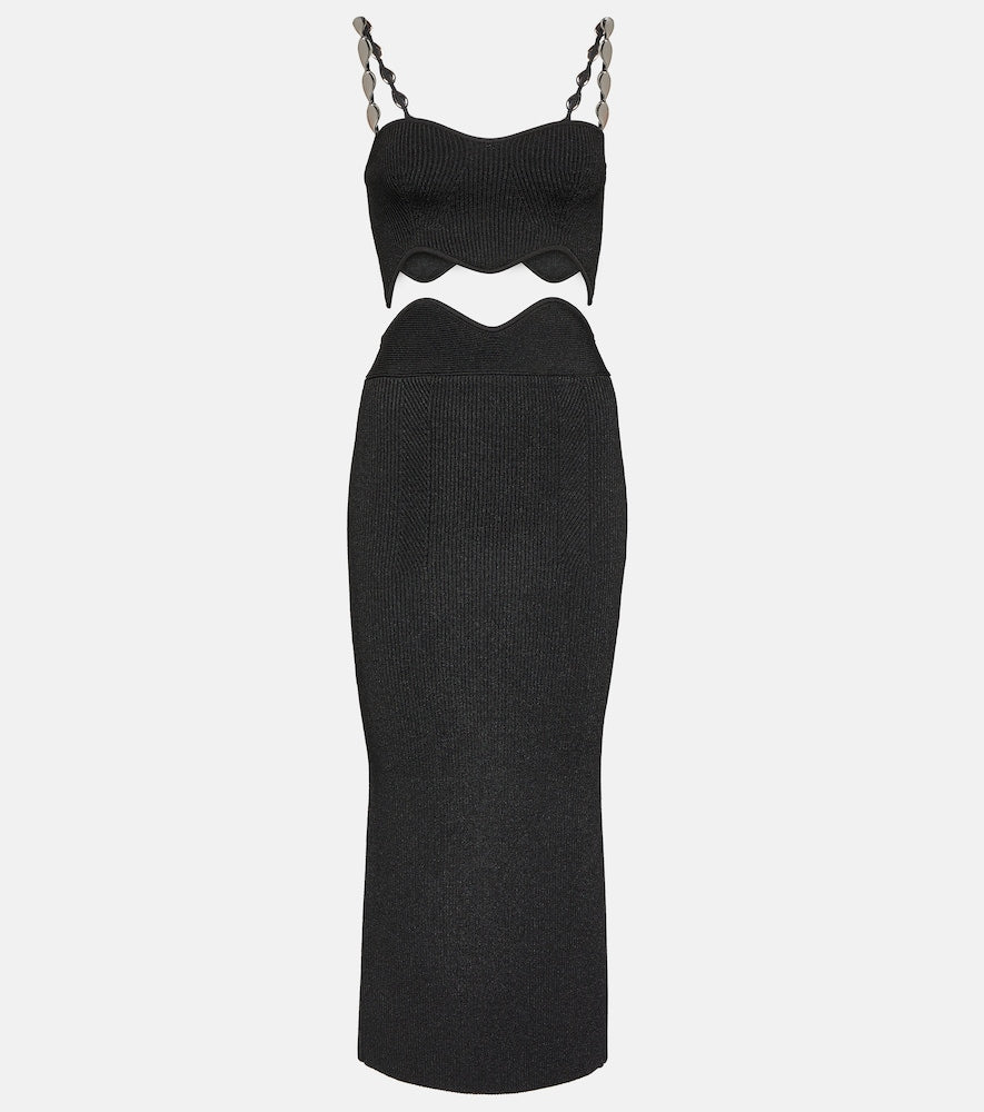 Galvan Marina Wave crop top and midi skirt set. Galvan Marina Wave露脐上衣和中长裙套装