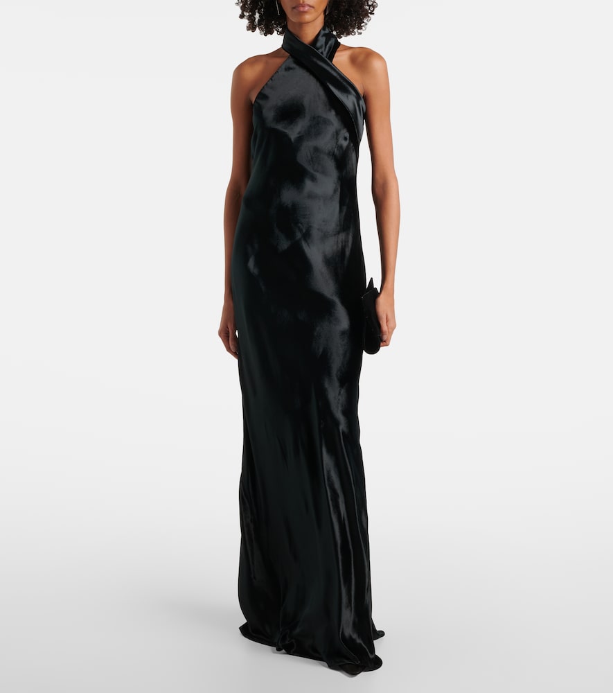 Galvan Pandora halterneck satin gown