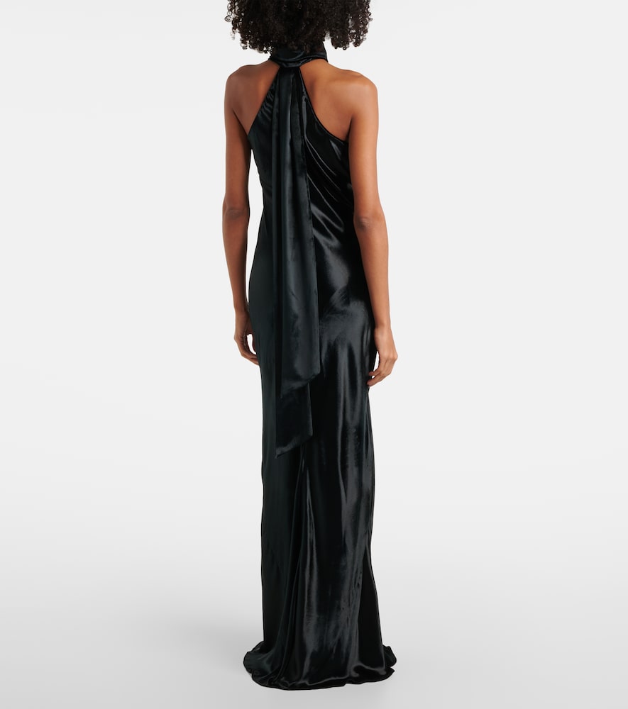 Galvan Pandora halterneck satin gown