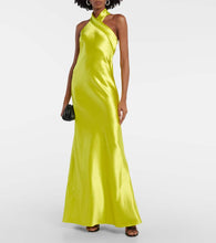 Galvan Pandora halterneck satin maxi dress