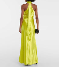 Galvan Pandora halterneck satin maxi dress