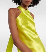 Galvan Pandora halterneck satin maxi dress