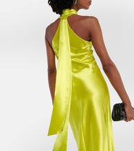 Galvan Pandora halterneck satin maxi dress