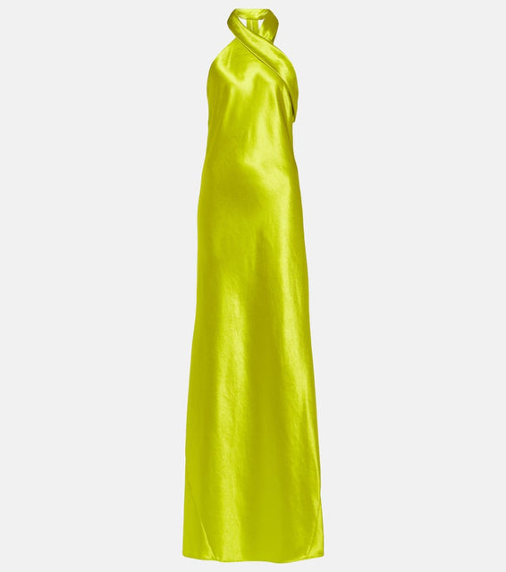 Galvan Pandora halterneck satin maxi dress