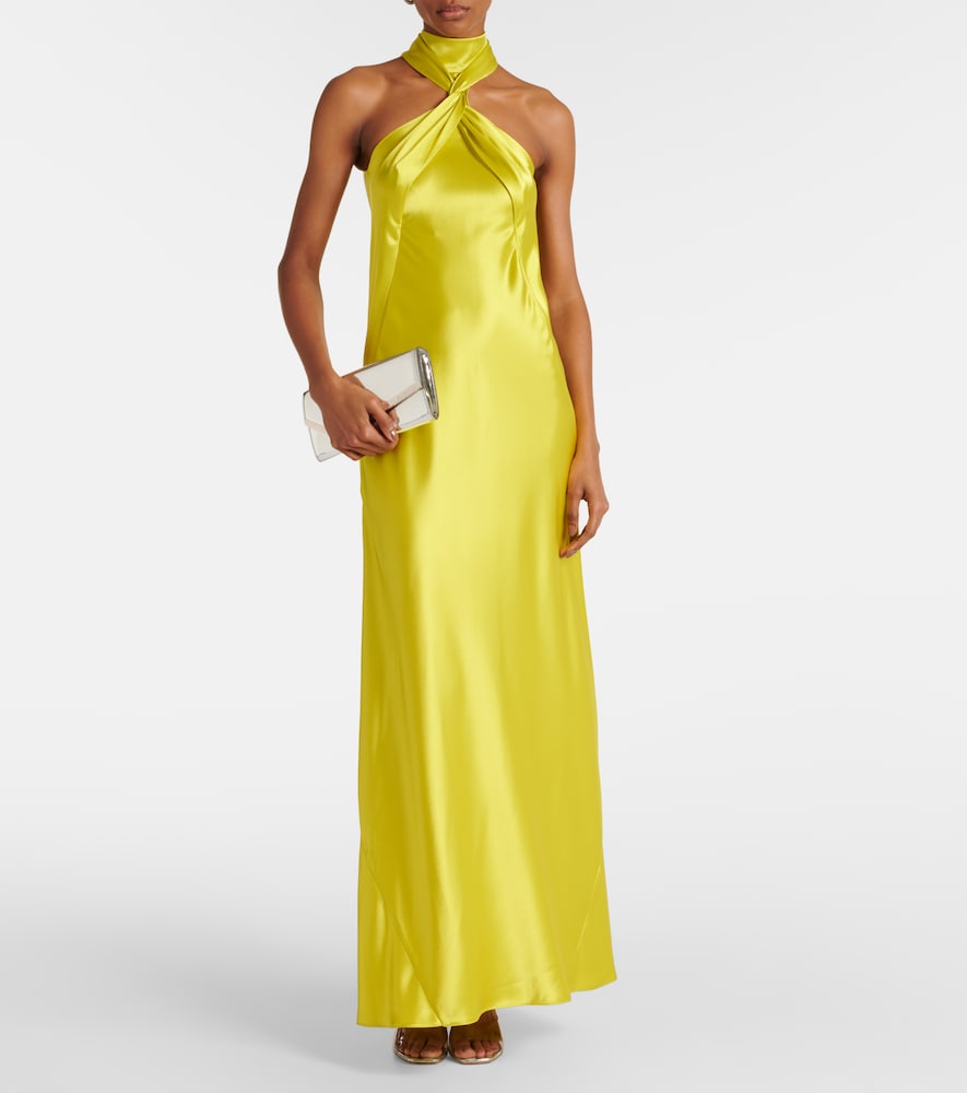 Galvan Portico halterneck satin gown