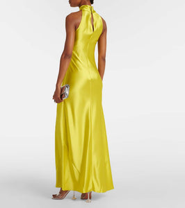 Galvan Portico halterneck satin gown