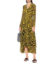 Ganni Animal-print mesh wrap dress
