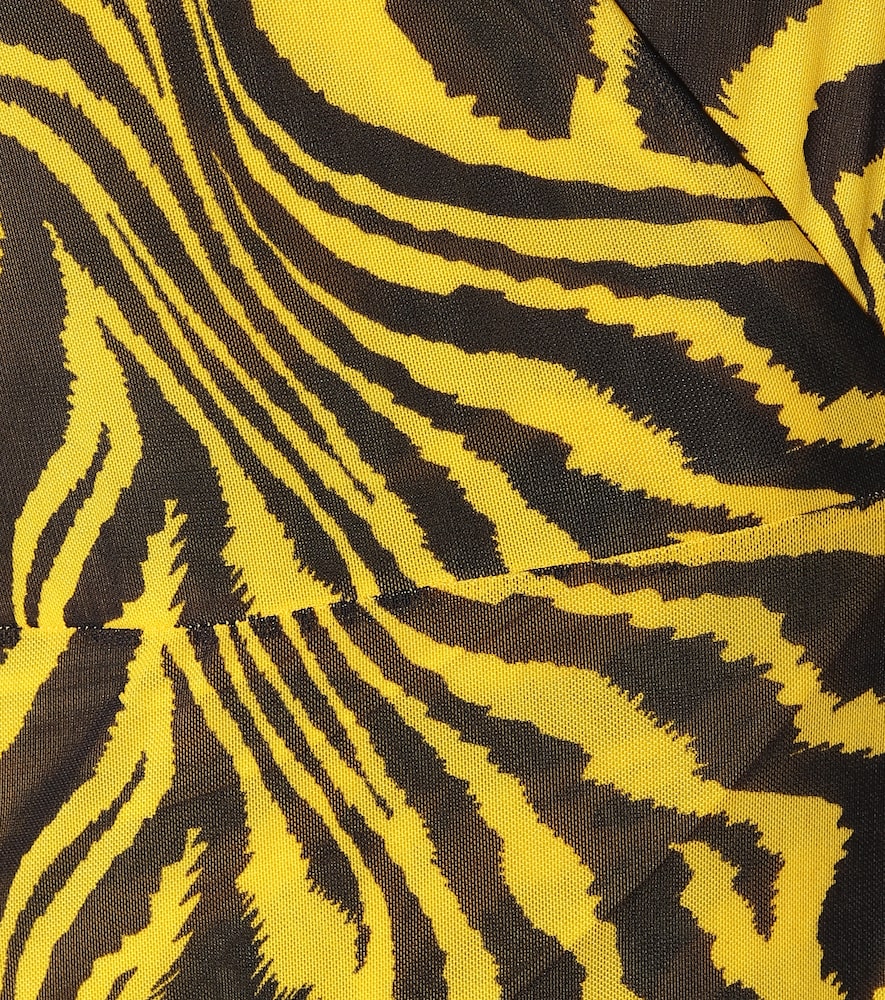 Ganni Animal-print mesh wrap dress
