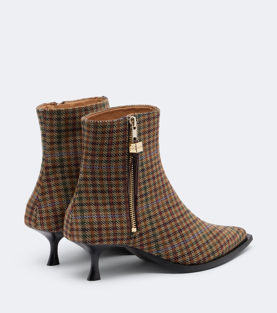 Ganni Anna checked ankle boots