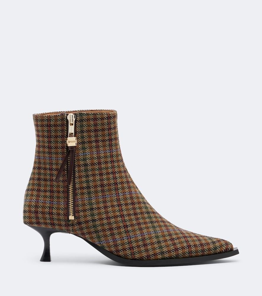 Ganni Anna checked ankle boots