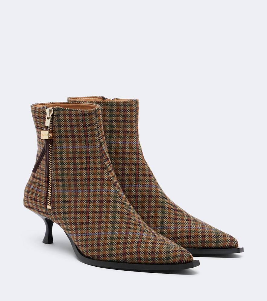Ganni Anna checked ankle boots