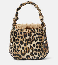 Ganni Bou leopard-print bucket bag. Shop Ganni Top-Handle Bags for women now.