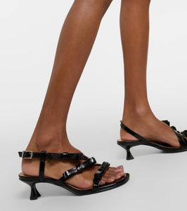 Ganni Bow-detail leather sandals