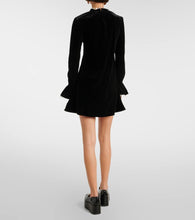 Ganni Bow-detail velvet jersey minidress