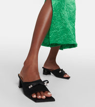 Ganni Bow-embellished satin mules
