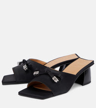 Ganni Bow-embellished satin mules
