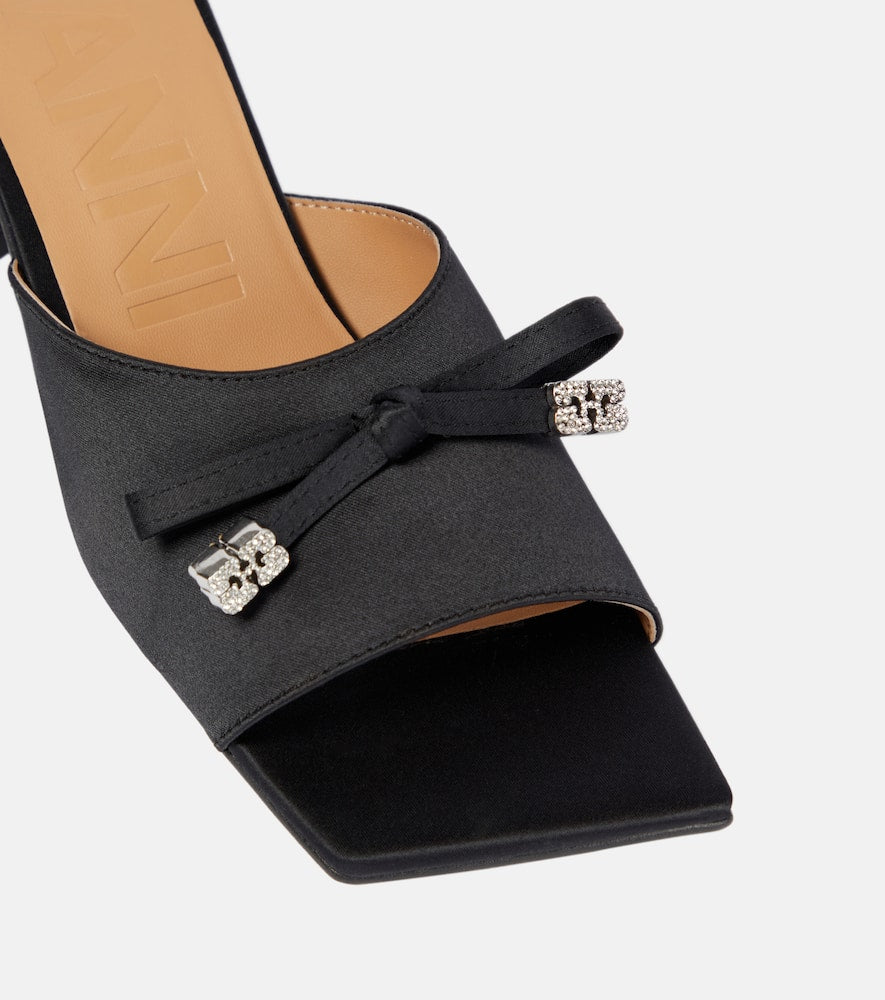 Ganni Bow-embellished satin mules