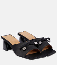Ganni Bow-embellished satin mules