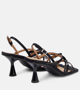 Ganni Bow-embellished satin sandals