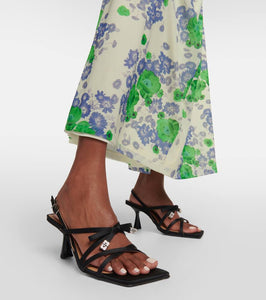 Ganni Bow-embellished satin sandals