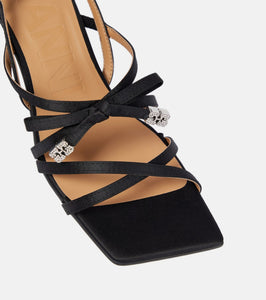 Ganni Bow-embellished satin sandals
