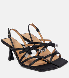 Ganni Bow-embellished satin sandals