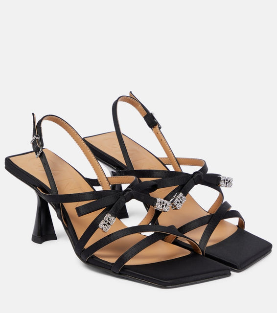 Ganni Bow-embellished satin sandals