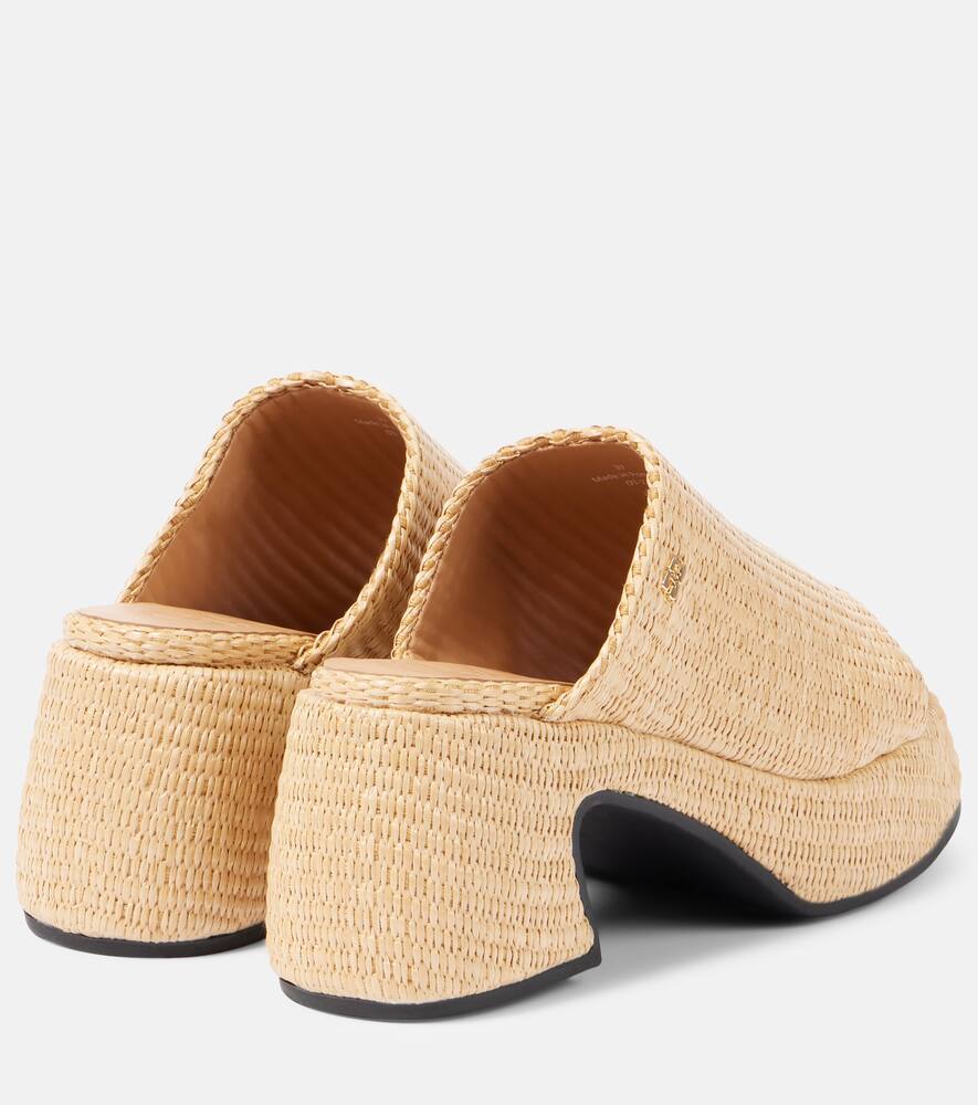 Ganni Butterfly raffia platform mules