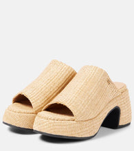 Ganni Butterfly raffia platform mules