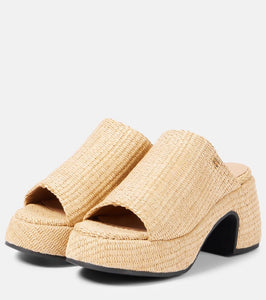 Ganni Butterfly raffia platform mules