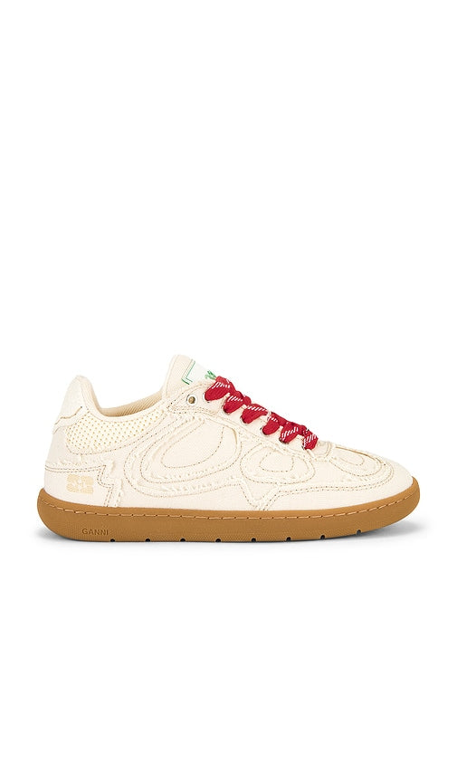 Ganni Canvas Undone Edge Sneaker in Beige | Parchment Lifestyle Sneakers for Women