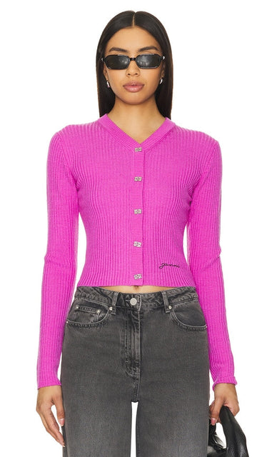 Ganni Cardigan in Pink - Cardigan Ganni en rose - 粉色 Ganni 开衫 - Ganni-Cardigan in Rosa - Ganni 카디건 핑크 색상 - Cardigan Ganni in rosa
