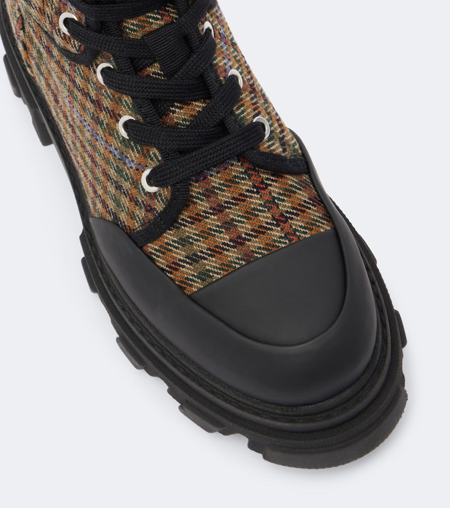 Ganni Checked combat boots