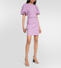 Ganni Checked cotton-blend minidress