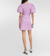 Ganni Checked cotton-blend minidress